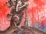 Si tous les hommes du monde voulaient
....&quot;se tendre la main&quot;, il n'y aurait plus de guerres. 
 &quot;Composition&quot;: Le soldat est un scan d'une couverture de livre. Les mains: une photo. Superposition des deux.